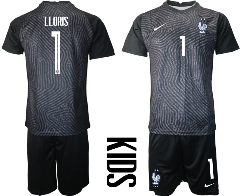 2021 France black youth goalkeeper #1 soccer jerseys->youth soccer jersey->Youth Jersey